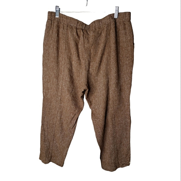 Ellen Tracy Linen Vlen Cropped Center Seams Straight Leg Woven Pants Sz Large - Picture 15 of 15